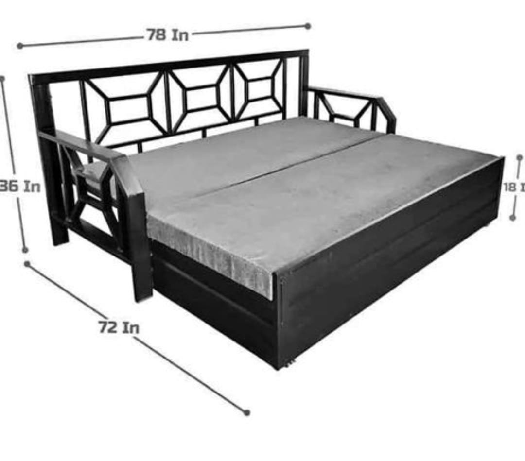 Heavy-Duty Foldable Metal Sofa Cum Bed
